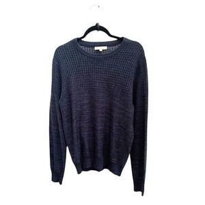 Calvin Klein Jeans Mens Navy Blue Wool Blend Waffle Knit Crewneck Sweater Medium
